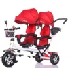 Großhandel - Kinderwagen # Doppelte Kinderfahrradsitze Baby-Dreirad für Zwillinge Klappbare dreirädrige Kinderwagen Marke Soft High-End-Designermode