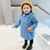 Veste d'hiver pour bébé fille, Cardigan d'extérieur pour enfants, longueur moyenne, manteau polyvalent en laine et coton, veste épaisse à Double boutonnage 240116