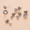 Stud Earrings 1Piece Stainless Steel Zircon For Women Push-back Earplugs Ear Bone Cartilage Single Gift Teens