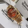 Vivianeism Westwoodism Kijk Empress Dowager Small Blue Watch gesneden Red Dial Quartz Watch Star Small Gold Watch Rose Red