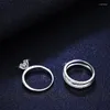 Anelli a grappolo AETEEY Anello a tre file con diamante Moissanite reale Puro argento sterling S925 placcato oro 18 carati per le donne Gioielleria raffinata di fidanzamento