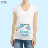 Mutterschaft Tops T-Shirts süße schwangere Frauen Entmütterlichkeitskleidung Baby Druck Schwangeres lustiges T-Shirt Sommer Mutterschaft Top Schwangerschaft Ankündigung Neues Baby Tee H240508