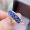 Pierścienie klastra Shilovem 925 Sterling Srebrny Naturalny Sapphire Fine Biżuter