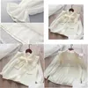 Barnskjortor Spring Girls Bluses Chiffon Long Sleeve Preppy Cute White Cotton Clothing School Uniform Tops 240113 Drop Delivery Baby DHE6W