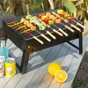 Épaissir pliant léger Portable Barbecue charbon de bois Barbecue Grill extérieur Patio Camping cuisinière BBQ fête outils de cuisson 240116