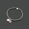 Silber Farbe Frauen Designer Armreifen Doppel Herz Anhänger Edelstahl Luxus Ball Perle Herz Armband195j