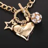 Charme pulseiras simples treliça de cristal estrela de cinco pontas em forma de coração pulseira para mulheres pulseiras jóias de strass
