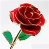 Długie łodyga 24K Gold Rose Trwał prawdziwy Roses Party Romantyczny prezent na Walentynki/Dzień Matki/Boże Narodzenie/Urodziny Inne festiv DHN5G