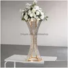 Party Decoration 10Pcsmetal Flower Stand With Crystal Beads Vases For Wedding Table Road Lead Candlestick Centerpiece 2654 Drop Deli Dh1Fn