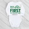 Rompers My 1st St. Patrick's Day Print Bodysuits Boys Girls Clothing Newbron First St. Patrick's Day Outfit Gift Romper Infant Bodysuit H240508