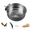 Autres fournitures d'oiseaux Bol Perroquet Mangeoire Cage pour animaux de compagnie Porte-gobelet pour perruche Lovebird Conteneur en acier inoxydable Alimentation