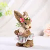 Páscoa palha coelho decoração com roupas feliz casa jardim ornamento de casamento po adereços artesanato coelho 240116