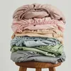 Capas de colchão de algodão lavado com elástico, lençol de cor sólida, protetor de conforto macio, cama king size, 1 peça 240116