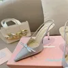 Designer - sandali con diamanti con suola in cuoio da donna 10,5 cm 5,5 cm tacco alto casual tacco aperto cinturino alla caviglia scarpe da festa 35-40