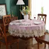 Table Cloth Round Table cloth Pink Golden Velvet Table Cover Dining TableCloth Home Embroidery Lace TableCloths Soft House Towel Dust Covervaiduryd