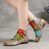Boots Birkuir Mixed Colors Ankle For Women Thick Heels Shoes Luxury Genuine Leather Flowers Sewn Retro Woman Ladies
