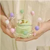 5Inch Glass Bowl Salad Cute Crown Fruit Plate Dish Snack Candy Cake Ice Cream Cup Microwave Oven Bakware Drop Delivery Dh4Hu