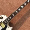 Hochwertige, einteilige Chibson-E-Gitarre im Custom-Stil mit weißem, massivem Korpus und goldfarbenen Halsbeschlägen