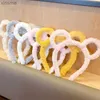 Headbands Sweet Cute Designed White Yellow Pink Blue Hollow Plush Bear Cats Rabbit Fluffy ear Trending Hairbands Girls Women Headwear YQ240116