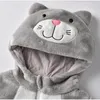 Bebê cinza gato pijamas roupas nascido infantil bebe macacão onesie anime traje roupa com capuz macacão de inverno para menino menina 240116