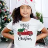 T-shirty Wesołych świątecznych nadruków moda ldren ubrania małe chłopcy dziewczynki T-shirt krótkie rękaw