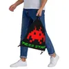 Shopping Bags Press Start Space Invaders Airplane Shooting Game Drawstring Hiking Waterproof Storage Organize Bundle Pocket Rope Bag