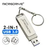 USB Flash Drives 2 in 1 OTG USB 3.0 to type-C Flash Pen Drive Memory Stick Usb3.0 flash disk 64GB 128GB 256G Type C Pendrive free shipping