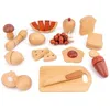 Jouets préscolaires pour enfants en bois naturel Simulation de fruits et légumes maison de jeu ustensiles de cuisine modèle cognitif en bois cadeau 240115