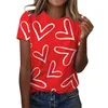 T-shirts voor dames Casual ronde hals Valentijnsdag bedrukt T-shirt met korte mouwen Kleding en aanbiedingen 2024