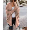 Mulheres Knits Tees Womens Knits Tees Wepbel Wrap Cardigan Sweater Kimono Batwing Malha Slouchy Oversized Drop Delivery Vestuário Wom Dhcbh
