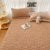 Thickened Plush Mattress Cover Warm Soft Milk Velvet Bed Fitted Sheet Double King Queen Size Bedsheet Protection 240116
