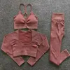 2/3 sömlös ribbed yogasats och fitness set Cut Top Clothing Ben Fitness Set 240116