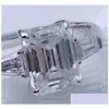 Anéis de casamento Vecalon Princesa Promessa Anel Real Soild 925 Sterling Sier Diamante Cz Noivado Anéis de Banda de Casamento para Mulheres Bridal Fi Dhyxb