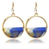 Dangle Earrings MINHIN Geometric Circle Long Drop For Women Fashion Multi Color Print Acrylic Gold Brincos