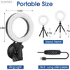 Luzes para selfies 16 cm Led Selfie Light Ring Light com tripé ventosa Plugue USB portátil para computador laptop iluminação de videoconferência maquiagemL240116