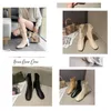 Alta designer feminino qualidade rendas de pelúcia metade estilo clássico marrom preto sapatos inverno outono botas de neve 773