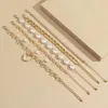Boho Link Bracelets Geometric Bracelet Bangle Sets For Women Vintage Star Map Hand Charm Beads Pearl Chains Fashion Jewelry Accessories