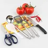 7x conjunto de utensílios de cozinha para acampamento, ferramenta de cozinha com espátula ktchen, pá de arroz, tesoura, colher de sopa, garfo de carne para caminhadas 240116