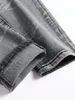 Jeans elásticos masculinos streetwear rasgando retalhos buracos rasgados denim cintura elástica calças casuais magro ajuste calças retas 240116