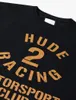 Camiseta de fabricación pesada para hombre, camiseta con estampado de carreras de deportes de motor de EE. UU., camiseta de manga corta para monopatín para mujer 24ss 0116