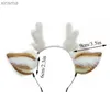 Headbands Japan Lolita Hair Hoop Plush Deer Ear Antler Headband Hair Hoop Cosplay Prop Hair Band Headdress Christmas Decor Hair Accessory YQ240116