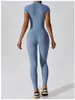 Lycra Jumpsuit Women Paddingジムフィットネスオーバーオールジッパーロンパー女性スポーツウェアトラックスーツアクティブウェアセット240115