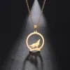 Heulender Wolf-Anhänger-Halskette für Damen und Herren, lässig, Punk, 14 Karat Gelbgold, Tier-Halskette, Schmuck, Geschenk