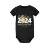 Family Matching Outfits Hello 2024 Family Matng Clothes New Year Dad Mom Kids Shirt Tops Baby Romper Family T-shirt Holiday Party Family Outfit Tees H240508