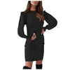 Casual Dresses Women Package Hip Dress Fashion Solid Color Autumn and Winter kjolar Eleganta kläder Slim Fit Peach