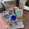 Vivianism Westwoodism Watch Octagonal Beimu Women's Watch Empress Dowager Steel Band Women's Watch Blue Beimu Face Blue Green Gold