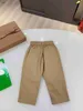 Brand baby pants Embroidered logo Elastic waist kids designer clothes Size 100-150 CM Solid khaki girl boy trousers Jan10