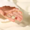 Bracelets de charme minimaliste rond clair pierre ouverture bracelet pour femmes couleur or blanc zircon réglable bijoux de mariage