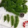 Decorative Flowers 30/10Pcs Christmas Artificial Pine Needles Fake Branches DIY Garland Green Leaves Flower Home Xmas Party Decoration