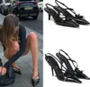 Lakleer slingback pumps hakken met gesp verfraaide stiletto sandalen Geklede schoenen dames luxe ontwerper Hoge hakken puntige neus Avondjurk sho